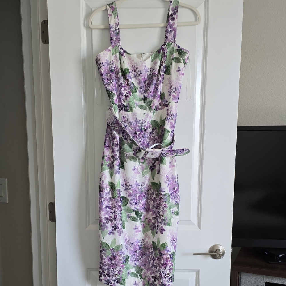Dress the Population Nicole belted sweetheart neck cocktail dress
